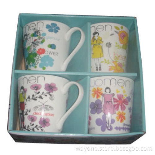 Porcelain Mugs with 9oz Volume, Flower Design, Ideal for Promotional Gifts